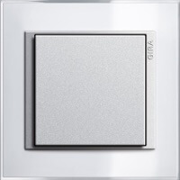 Gira Event Clear. Цвет рамки: Белый; Цвет вставки и клавиши: Алюминий