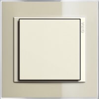 Gira Event Clear. Цвет рамки: Песочный; Цвет вставки и клавиши: Кремовый глянцевый