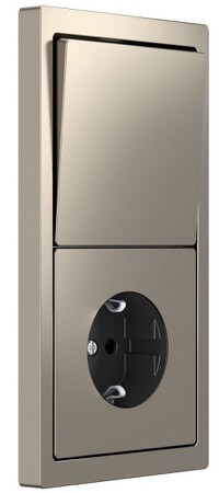 Merten (Schneider Electric), D-life, Цвет: Никель, Блок розетка и выключатель