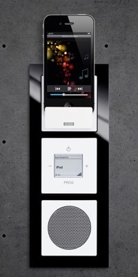 Блок радио, динамик, подставка под iPhone ABB, Busch-axcent, Цвет: Черный