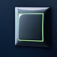 Выключатель ABB, Basic 55, Рамка: Chateau-черный, Вставка: Флуоресцентный