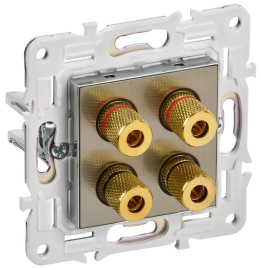 Розетка акустическая
Skandy,  2 пары,   цвет - никель,  металл,  SK-S40-K50,  IEK
 - PULSAL.RU