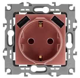 Розетка USB type-A, 3.0А с электрической розеткой
Эра 12,  USB type-A 5V,  двойная,   цвет - медь,  пластмасса,  Б0047848,  12-4109-14,  ЭРА
 - PULSAL.RU