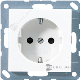 Розетка
ECO profi и ECO profi Standart,  ECO profi design (ECO Profi Deco),  со шторками,  с заземлением,  одинарная,  безвинтовые клеммы,   цвет - белый,  пластмасса,  EP1420KIWW,  EP 1420 KI WW,  JUNG
 - PULSAL.RU