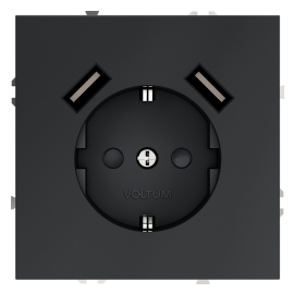 Электрическая розетка с зарядкой USB A+A, 3.2А
S70,  USB type-A 5V,  Электр. с USB,  двойная,   цвет - графит,  пластмасса,  VLS040407,  Voltum
 - PULSAL.RU