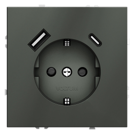 Электрическая розетка с зарядкой USB A+C, 3.2А
S70,  USB type-C 5V,  USB type-A 5V,  Электр. с USB,  двойная,   цвет - титан,  пластмасса,  VLS040506,  Voltum
 - PULSAL.RU