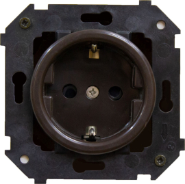 Розетка
Шедель,  без шторок,  с заземлением,  одинарная,  винтовые клеммы,   цвет - коричневый,  пластмасса,  B3-101-22,  Bironi
 - PULSAL.RU