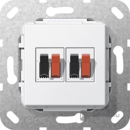 Розетка акустическая
Studio,  Standard 55,  E2,  E3,  Event,  Esprit,  E22,  F100,  2 пары,   цвет - белый глянцевый,  569303,  5693 03,  Gira
 - PULSAL.RU