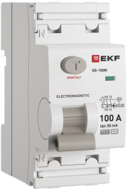 Выключатель дифференциального тока ВД-100N  PROxima, 2 полюса, 100А,  тип - AC, 30 мАE1026M10030, EKF - PULSAL.RU