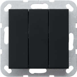 Выключатель
R1,  R2,  R3,  трехклавишный,  без подсветки,   цвет - черный матовый,  пластмасса,  83031PB,  Wedder
 - PULSAL.RU
