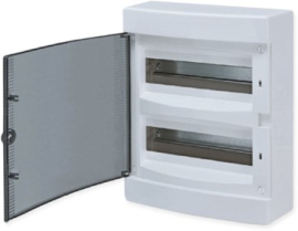 Щит распределительный навесной "Unix" прозрачная дверь 2х12 модулей IP40 EKF PROxima, PROxima BOX, навесной, IP 40,  модулей - 24, пластмасса,  цвет - белый, ux-2x12-n, EKF - PULSAL.RU