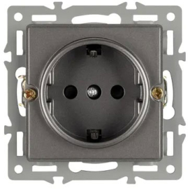 Розетка
PRESTO,  GLARE,  VERSA,  без шторок,  с заземлением,  одинарная,  винтовые клеммы,   цвет - серый,  пластмасса,  043741 ARL,  043741,  Аrlight
 - PULSAL.RU