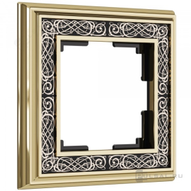 Рамка Gracia
Palacio,  1 пост,   цвет - черный, золото,  черный,  вертикальная,  горизонтальная,  металл,  W0011430,  a051328,  Werkel
 - PULSAL.RU