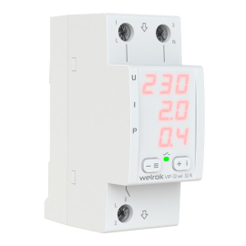 Многофункциональное реле напряжения с контролем тока 1P+N Relay welrok, 1НО, 32А, 220В AC, VIP-32 red, Welrok - PULSAL.RU