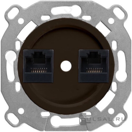 Розетка компьютерная RJ45 Cat.5 (UTP)
Шедель,  двойная,   цвет - коричневый,  пластмасса,  B3-302-22,  Bironi
 - PULSAL.RU