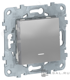 Кнопка Н.О.
Unica New Pure,  Unica New Studio,  одноклавишный,   цвет - алюминий,  пластмасса,  NU520630N,  Schneider Electric
 - PULSAL.RU