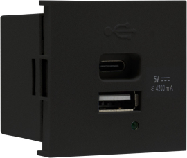 Зарядка USB 4.2A 
Лючки DDSB,  Лючки DFB,  USB type-C 5V,  USB type-A 5V,  двойная,   цвет - черный матовый,  пластмасса,  DUSB4200ANF,  Donel
 - PULSAL.RU