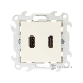 Розетка HDMI+USB
Simon 24 Harmonie,  USB данные,  одинарная,   цвет - слоновая кость,  пластмасса,  2411095-031,  Simon
 - PULSAL.RU