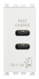 Зарядка USB type-C+C, 3А с быстрой зарядкой
Arke,  USB type-C 5V,  двойная,   цвет - белый,  пластмасса,  19292.CC.B VIM,  19292.CC.B,  Vimar
 - PULSAL.RU