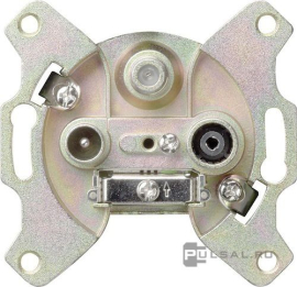 Розетка одиночная
Studio,  Standard 55,  E2,  E3,  Event,  Esprit,  ClassiX,  ClassiX Art,  E22,  Edelstahl,  F100,  S-Color,  телевизионная (TV),  спутниковая (SAT),  радио (R),  тройная,  093700,  0937 00,  Gira
 - PULSAL.RU