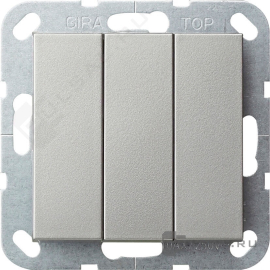 Выключатель
E2,  трехклавишный,  без подсветки,   цвет - нержавеющая сталь,  металл,  2830600,  2830 600,  Gira
 - PULSAL.RU