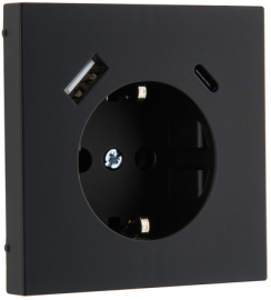 Розетка USB A+C, 3.4А с электрической розеткой
SUPERIOR,  USB type-C 5V,  USB type-A 5V,  Электр. с USB,  двойная,   цвет - черный матовый,  пластмасса,  1033600303 LAVERO,  1033600303,  LAVERO
 - PULSAL.RU