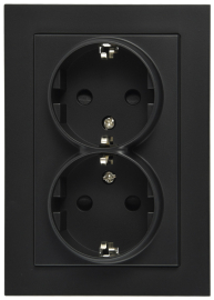 Розетка
R1,  R2,  R3,  со шторками,  с заземлением,  двойная,  винтовые клеммы,   цвет - черный матовый,  пластмасса,  85504PB,  Wedder
 - PULSAL.RU