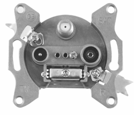 Розетка оконечная TV-FM-SAT
Универсальные устройства и механизмы,  телевизионная (TV),  спутниковая (SAT),  радио (R),  тройная,  пластмасса,  DTRS2E,  Donel
 - PULSAL.RU