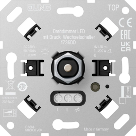 Механизм светорегулятора (диммера) 3-200 Вт, для LED 3-200 Вт/Ва
A VIVA,  A creation,  A flow,  A 550,  AS 500,  CD 500,  LS 1912,  LS 990,  LS plus,  LS 990 Les Couleurs Le Corbusier,  LS ZERO,  LS-design,  SL 500,  ECO profi и ECO profi Standart,  ECO profi design (ECO Profi Deco),  поворотно-нажимной,  с возможностью управления с 2-х мест,  лампы накаливания и галогенные 220В (R),  лампы с электронным (емкостным) трансформ.(C),  диммируемые лампы LED 220В (LEDi тип C),  1735DD,  1735 DD,  JUNG
 - PULSAL.RU