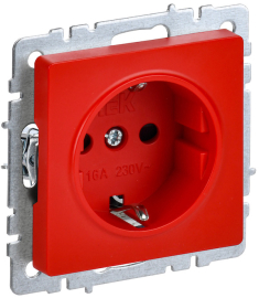 Розетка
BRITE,  со шторками,  с заземлением,  одинарная,  винтовые клеммы,   цвет - красный,  пластмасса,  BR-R14-16-K04,  IEK
 - PULSAL.RU