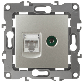 Розетка одиночная TV+RJ45
Эра 12,  телевизионная (TV),  одинарная,   цвет - перламутр,  пластмасса,  Б0027450,  12-3110-15,  ЭРА
 - PULSAL.RU