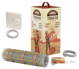 Нагревательный мат с терморегулятором,  Национальный комфорт 2НК,   площадь - 4 м.кв.,   мощность - 600 Вт.,  под плитку, под ламинат и паркет,  двужильный,  2228661,  100035778800,  Национальный комфорт - PULSAL.RU