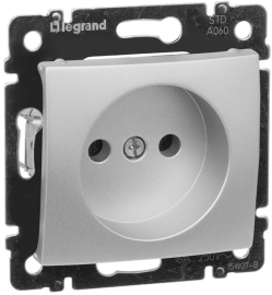Розетка
Valena,  без шторок,  без заземления,  одинарная,  винтовые клеммы,   цвет - алюминий,  пластмасса,  694341,  6 943 41,  Legrand
 - PULSAL.RU