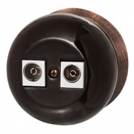 Розетка оконечная
Фаберже,  телевизионная (TV),  двойная,   цвет - коричневый,  фарфор / керамика,  B2-306-020/18,  Bironi
 - PULSAL.RU