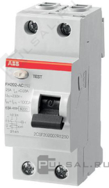 Выключатель дифференциального тока 2-модульный FH200, 2 полюса, 25А,  тип - AC, 30 мАFH202 AC-25/0,03, ABB - PULSAL.RU