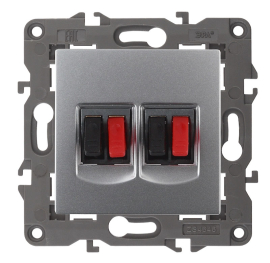 Розетка акустическая
Elegance,  2 пары,   цвет - алюминий,  пластмасса,  Б0034328,  14-3112-03,  ЭРА
 - PULSAL.RU