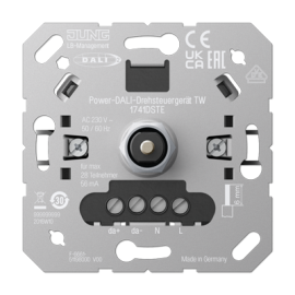 Электронный потенциометр DALI с блоком питания шины, TW (tunable white - с регулировкой цвет.темп.)
A VIVA,  A creation,  A 550,  A flow,  AS 500,  CD 500,  LS 990,  LS plus,  LS 990 Les Couleurs Le Corbusier,  LS ZERO,  LS-design,  SL 500,  ECO profi и ECO profi Standart,  ECO profi design (ECO Profi Deco),  поворотно-нажимной,  с возможностью управления с 2-х мест,  протокол DALI,  1741DSTE,  1741 DSTE,  JUNG
 - PULSAL.RU