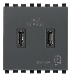 Зарядка USB type-C+C, 3А с быстрой зарядкой
Eikon EVO,  Eikon EXE,  USB type-C 5V,  двойная,   цвет - антрацит серый,  пластмасса,  20295.CC VIM,  20295.CC,  Vimar
 - PULSAL.RU