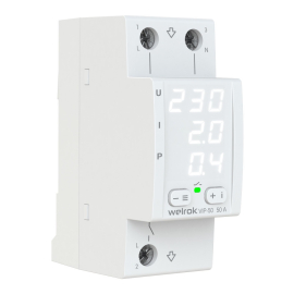 Многофункциональное реле напряжения с контролем тока 1P+N Relay welrok, 1НО, 50А, 220В AC, VIP-50, Welrok - PULSAL.RU