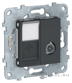 Розетка одиночная TV+RJ45
Unica New Pure,  Unica New Studio,  телевизионная (TV),  одинарная,   цвет - антрацит,  пластмасса,  NU547054,  Schneider Electric
 - PULSAL.RU Розетка одиночная TV+RJ45
Unica New Pure,  Unica New Studio,  телевизионная (TV),  одинарная,   цвет - антрацит,  пластмасса,  NU547054,  Schneider Electric
 - PULSAL.RU