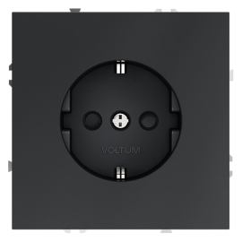 Розетка
S70,  со шторками,  с заземлением,  одинарная,  безвинтовые клеммы,   цвет - графит,  пластмасса,  VLS040207,  Voltum
 - PULSAL.RU