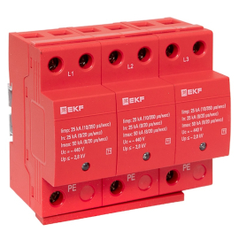 Устройство защиты от импульсных перенапряжений Класс 1, 3P PROxima, 3 полюса, Класс 1, 25 кА, 50 кА, spd-t1-3p, EKF - PULSAL.RU