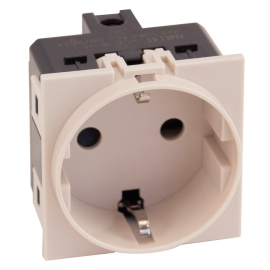 Механизм розетки 
Soft Touch,  со шторками,  с заземлением,  одинарная,  винтовые клеммы,   цвет - песочный матовый,  AM4141,  MEITON
 - PULSAL.RU