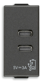 Зарядка USB type-C+C, 3А
Neve Up,  USB type-C 5V,  двойная,   цвет - карбон матовый,  пластмасса,  09292.CC.CM VIM,  09292.CC.CM,  Vimar
 - PULSAL.RU