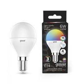 Лампа Gauss Шар 6W E14 RGBW+димирование LED 1/10/100
светодиодная
Smart Light,   цоколь - E14,   мощность - 6Вт,   световой поток - 440Лм,   цветовая температура - 3000+4000+6500К,  диммируется,  105101406,  Gauss - PULSAL.RU Лампа Gauss Шар 6W E14 RGBW+димирование LED 1/10/100
светодиодная
Smart Light,   цоколь - E14,   мощность - 6Вт,   световой поток - 440Лм,   цветовая температура - 3000+4000+6500К,  диммируется,  105101406,  Gauss - PULSAL.RU