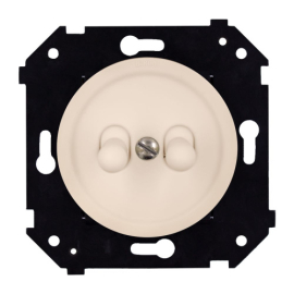 Кнопка Н.О тумблерная
Шедель Бриз,  двухклавишный,   цвет - песочное золото матовый,  пластмасса,  B3-232-24M-PB,  Bironi
 - PULSAL.RU