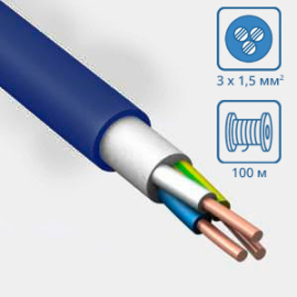 Кабель круглый ВВГнг(А)-LS 3х1,5 (бухта 100м) Кабель круглый ВВГнг(А)-LS 3х1,5 (бухта 100м)