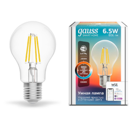 Лампа Gauss Smart Home Filament А60 6,5W 806lm 2000-6500К E27 изм.цвет.темп.+дим. LED 1/10/40
филаментная
Smart Light,   цоколь - E27,   мощность - 6.5Вт,   световой поток - 806Лм,   цветовая температура - 2000Кцветовая температура - 2000+2700+3000+4000+5500+6500Кцветовая температура - 2700Кцветовая температура - 3000+4000+6500Кцветовая температура - 4000Кцветовая температура - 6500К,  диммируется,  1220112,  Gauss - PULSAL.RU Лампа Gauss Smart Home Filament А60 6,5W 806lm 2000-6500К E27 изм.цвет.темп.+дим. LED 1/10/40
филаментная
Smart Light,   цоколь - E27,   мощность - 6.5Вт,   световой поток - 806Лм,   цветовая температура - 2000Кцветовая температура - 2000+2700+3000+4000+5500+6500Кцветовая температура - 2700Кцветовая температура - 3000+4000+6500Кцветовая температура - 4000Кцветовая температура - 6500К,  диммируется,  1220112,  Gauss - PULSAL.RU