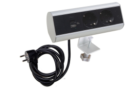 Настольный розеточный блок Ovaledesign в сборе (2х розетки, USB-зарядка Type A+C, кабель 3м)
Лючки DDSB,  для столов и мебели,  3 поста,   цвет - алюминий, черный,  металл,  DDSBC6O-2PSANU2ANC,  Donel
 - PULSAL.RU