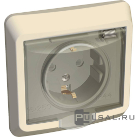 Розетка
Этюд,  со шторками,  с крышкой,  с заземлением,  одинарная,  винтовые клеммы,   цвет - кремовый,  пластмасса,  IP 44,  PC16-044K,  Schneider Electric
 - PULSAL.RU